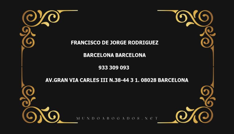 abogado Francisco De Jorge Rodriguez en la localidad de Barcelona