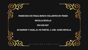 abogado Francisco De Paula Bosch Collantes De Teran en la localidad de Sevilla