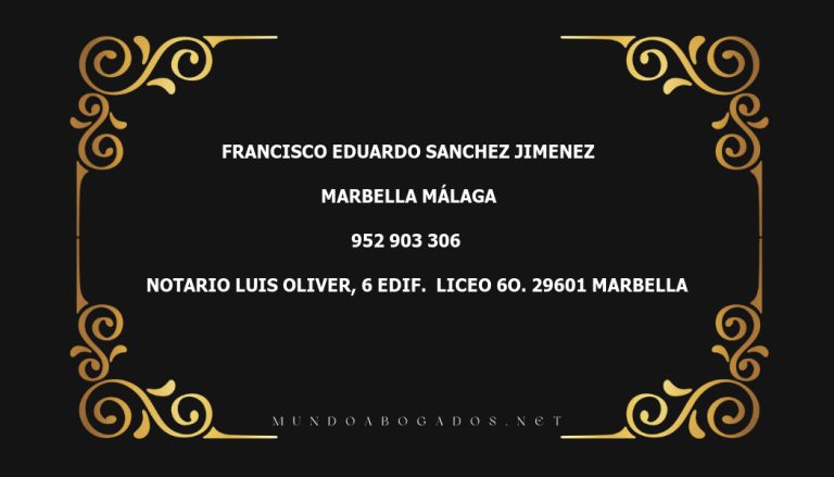 abogado Francisco Eduardo Sanchez Jimenez en la localidad de Marbella