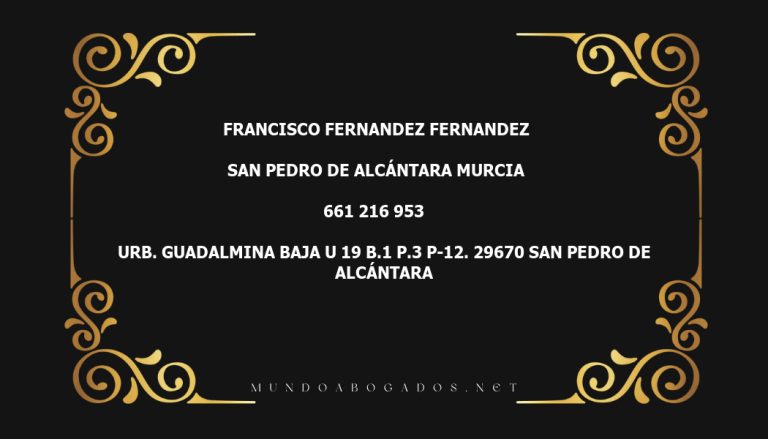 abogado Francisco Fernandez Fernandez en la localidad de San Pedro de Alcántara