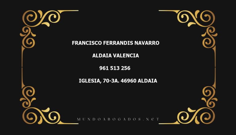 abogado Francisco Ferrandis Navarro en la localidad de Aldaia