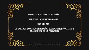 abogado Francisco Gassin De La Peña en la localidad de Jerez de la Frontera