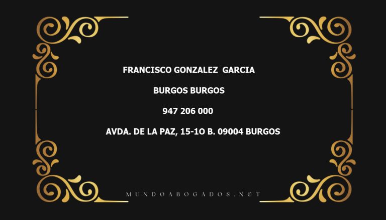 abogado Francisco Gonzalez  Garcia en la localidad de Burgos