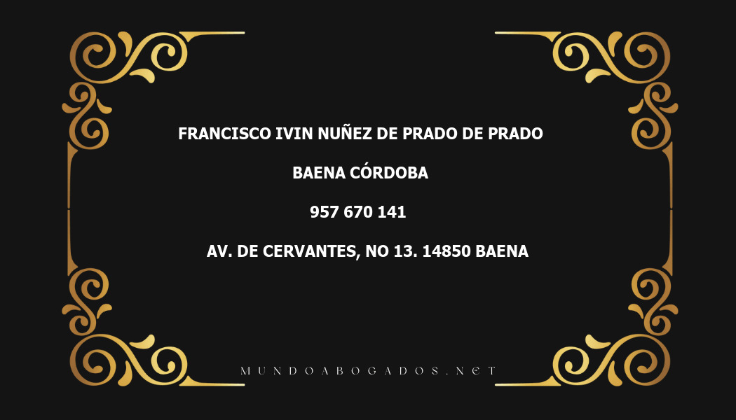 abogado Francisco Ivin Nuñez De Prado De Prado en la localidad de Baena