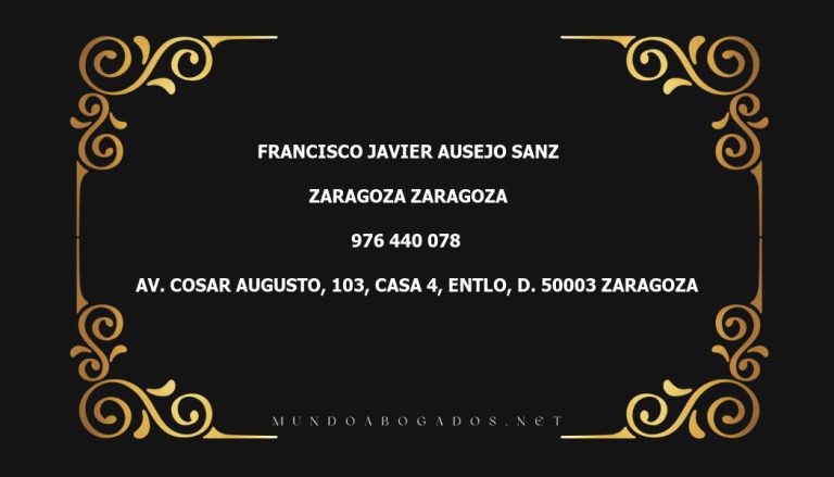 abogado Francisco Javier Ausejo Sanz en la localidad de Zaragoza