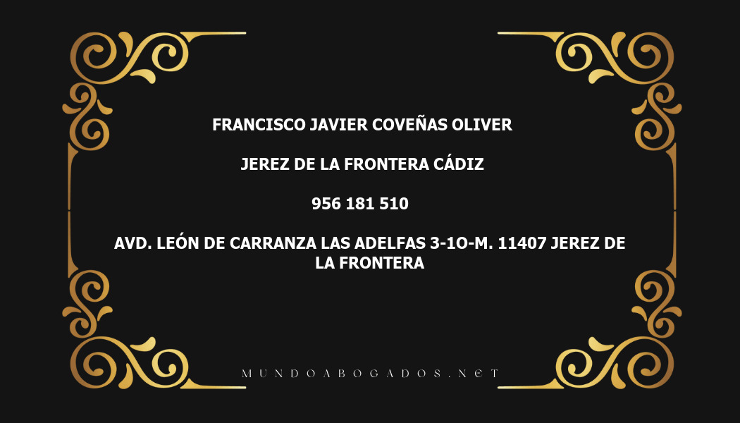 abogado Francisco Javier Coveñas Oliver en la localidad de Jerez de la Frontera