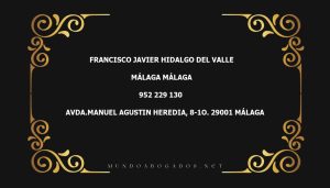 abogado Francisco Javier Hidalgo Del Valle en la localidad de Málaga