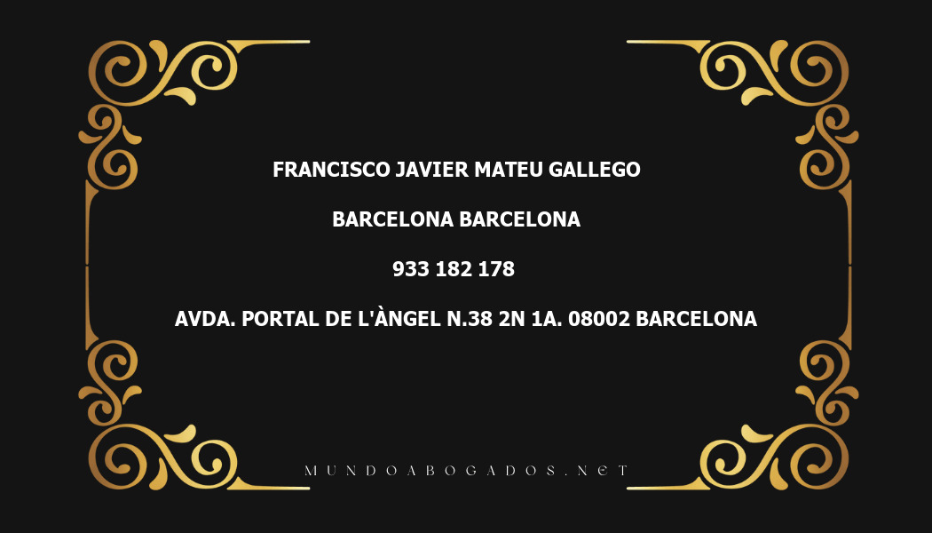 abogado Francisco Javier Mateu Gallego en la localidad de Barcelona