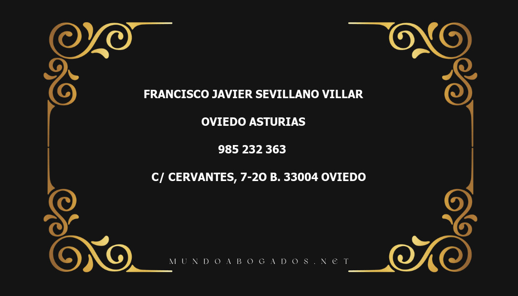 abogado Francisco Javier Sevillano Villar en la localidad de Oviedo