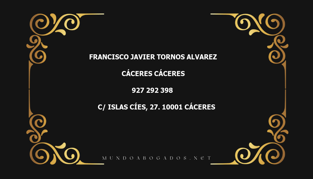 abogado Francisco Javier Tornos Alvarez en la localidad de Cáceres