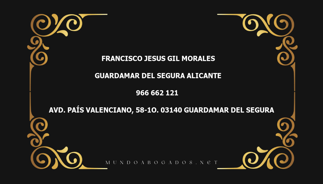 abogado Francisco Jesus Gil Morales en la localidad de Guardamar del Segura