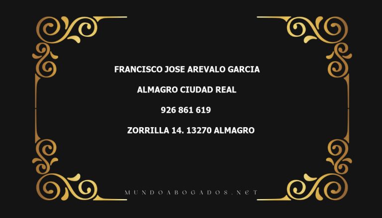 abogado Francisco Jose Arevalo Garcia en la localidad de Almagro