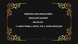 abogado Francisco Jose Argiles Pérez en la localidad de Crevillent