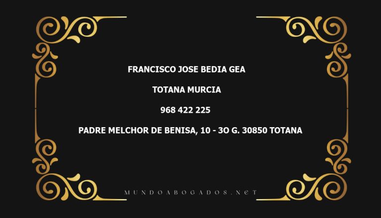 abogado Francisco Jose Bedia Gea en la localidad de Totana