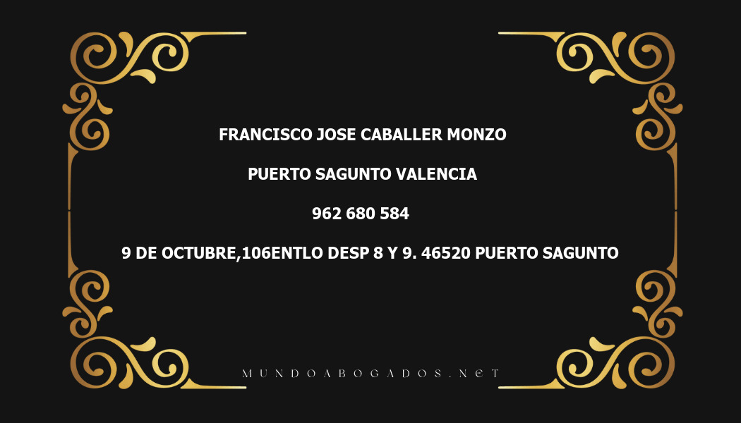 abogado Francisco Jose Caballer Monzo en la localidad de Puerto Sagunto