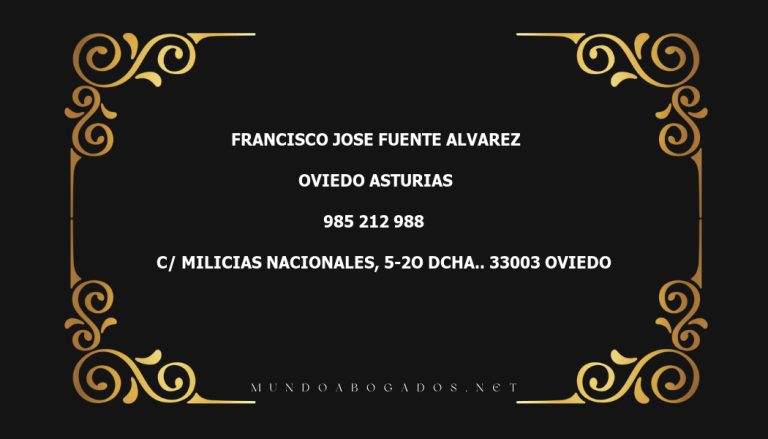 abogado Francisco Jose Fuente Alvarez en la localidad de Oviedo