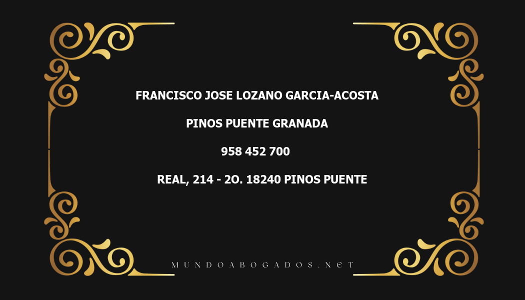 abogado Francisco Jose Lozano Garcia-Acosta en la localidad de Pinos Puente