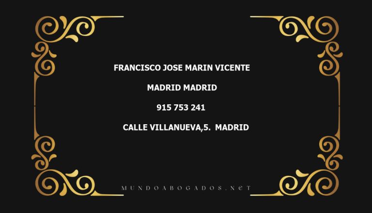 abogado Francisco Jose Marin Vicente en la localidad de Madrid