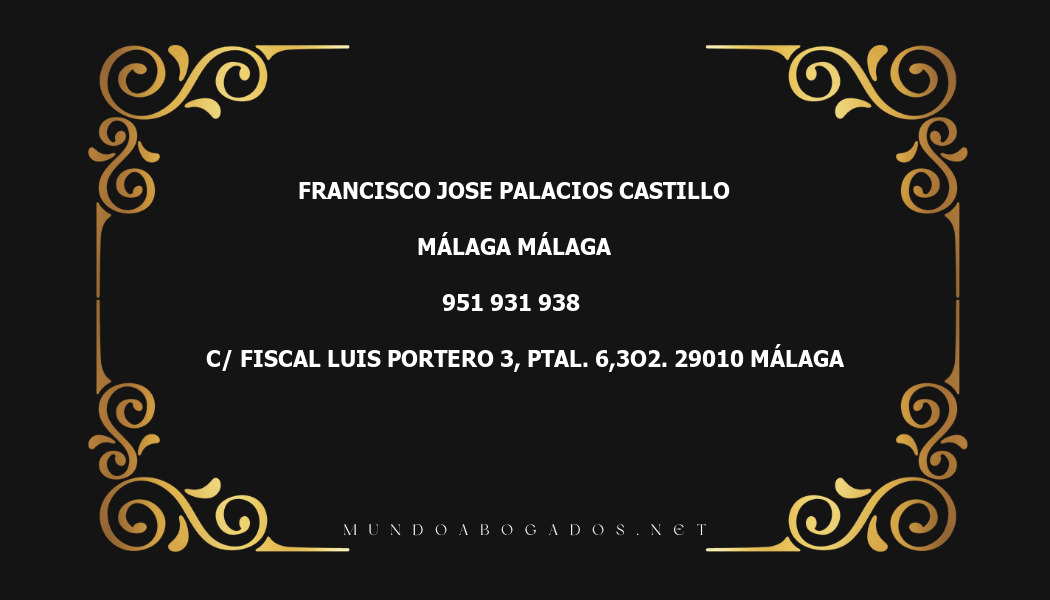 abogado Francisco Jose Palacios Castillo en la localidad de Málaga