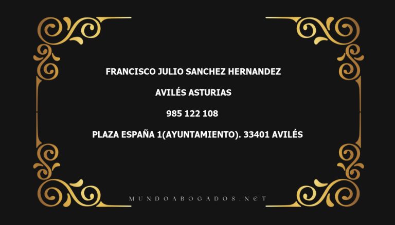 abogado Francisco Julio Sanchez Hernandez en la localidad de Avilés