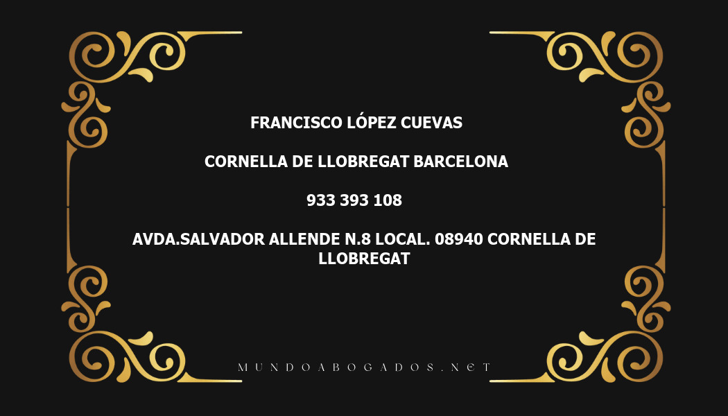 abogado Francisco López Cuevas en la localidad de Cornella de Llobregat