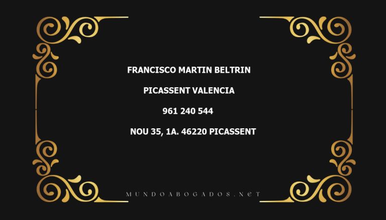 abogado Francisco Martin Beltrin en la localidad de Picassent