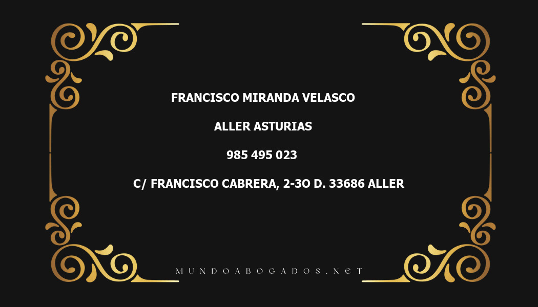 abogado Francisco Miranda Velasco en la localidad de Aller