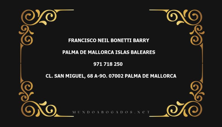 abogado Francisco Neil Bonetti Barry en la localidad de Palma de Mallorca