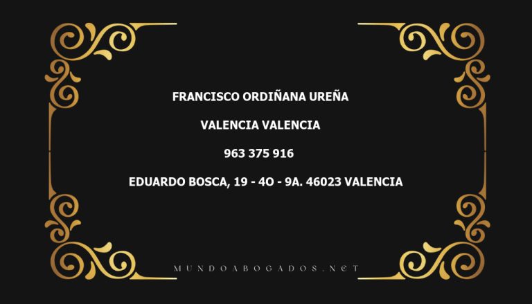 abogado Francisco Ordiñana Ureña en la localidad de Valencia