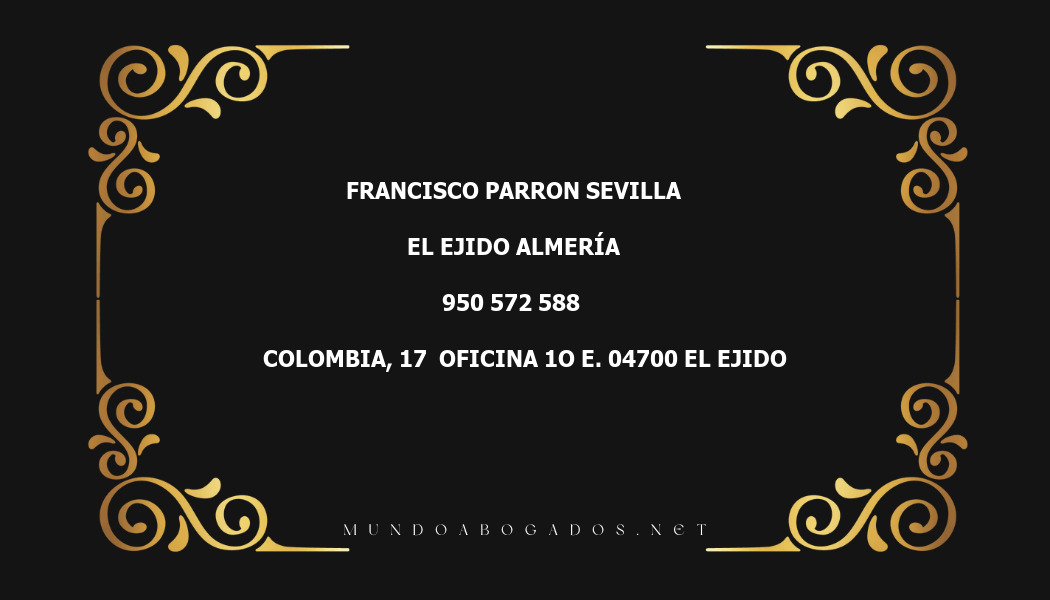 abogado Francisco Parron Sevilla en la localidad de El Ejido