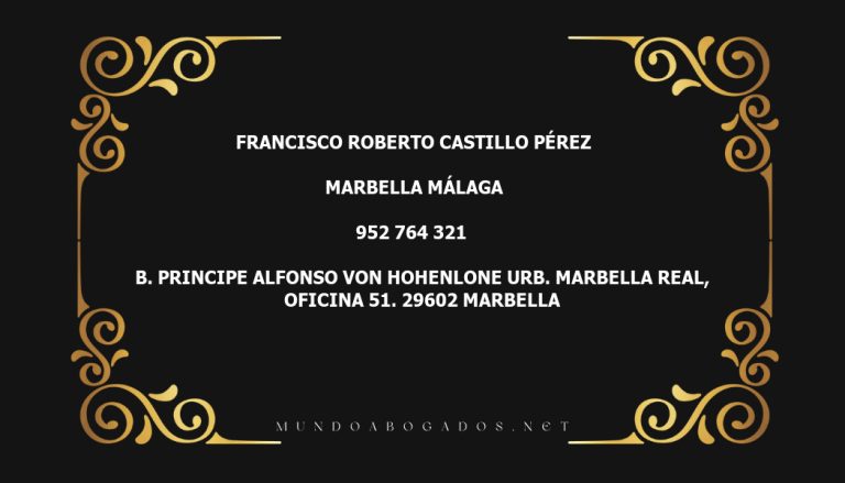 abogado Francisco Roberto Castillo Pérez en la localidad de Marbella