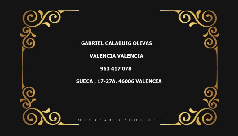 abogado Gabriel Calabuig Olivas en la localidad de Valencia