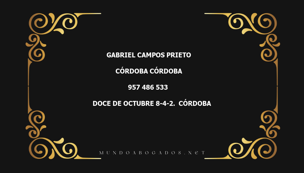 abogado Gabriel Campos Prieto en la localidad de Córdoba