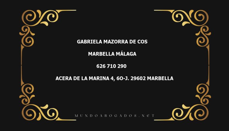 abogado Gabriela Mazorra De Cos en la localidad de Marbella