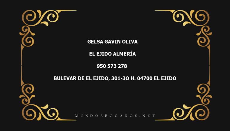 abogado Gelsa Gavin Oliva en la localidad de El Ejido