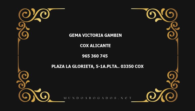 abogado Gema Victoria Gambin en la localidad de Cox