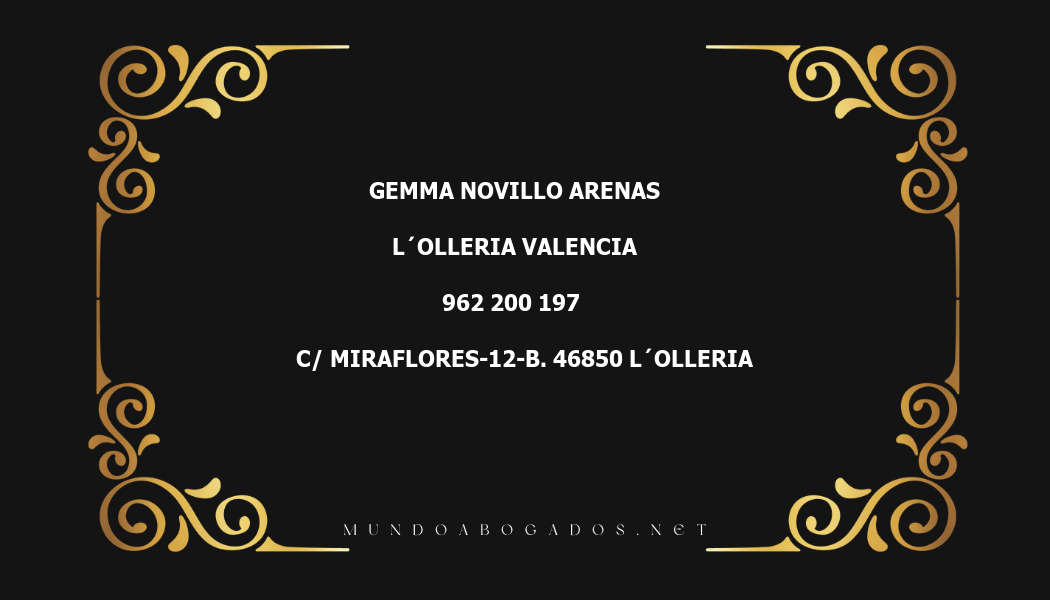 abogado Gemma Novillo Arenas en la localidad de L´Olleria