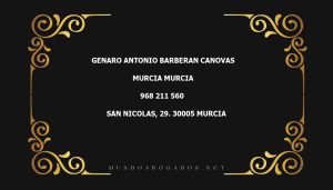 abogado Genaro Antonio Barberan Canovas en la localidad de Murcia