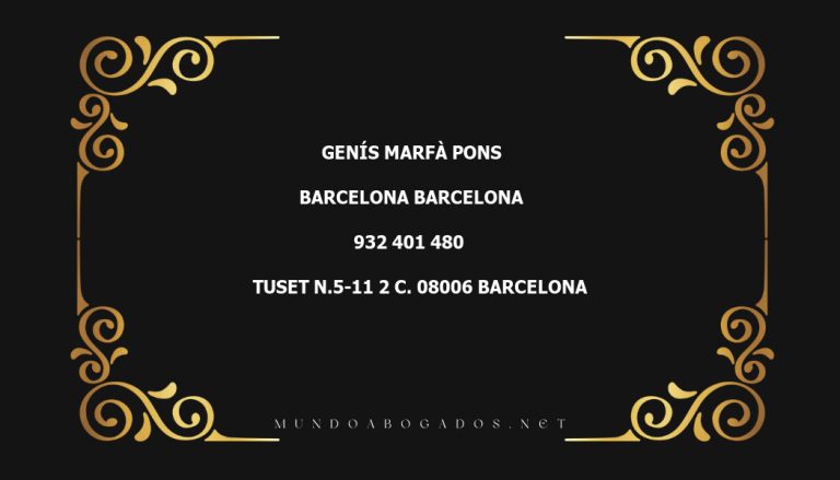 abogado Genís Marfà Pons en la localidad de Barcelona