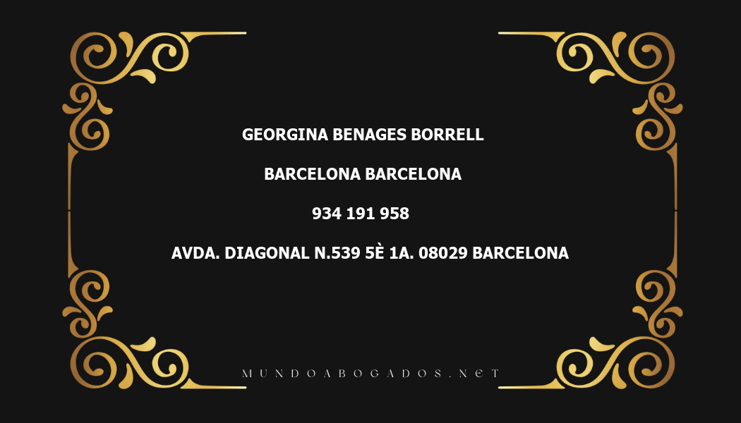 abogado Georgina Benages Borrell en la localidad de Barcelona