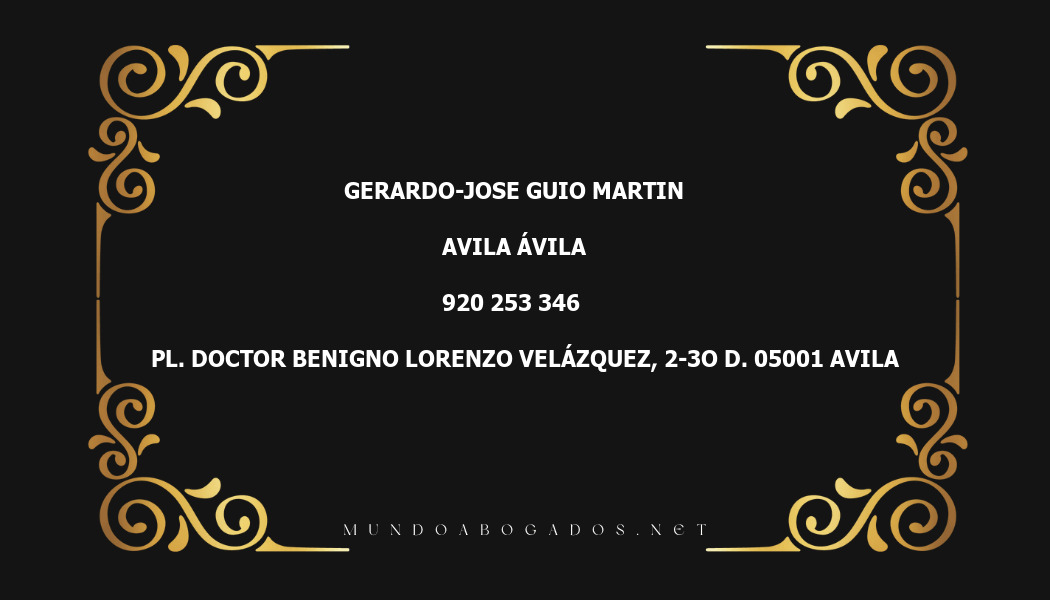 abogado Gerardo-Jose Guio Martin en la localidad de Avila