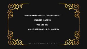 abogado Gerardo Luis De Zaldivar Vericat en la localidad de Madrid