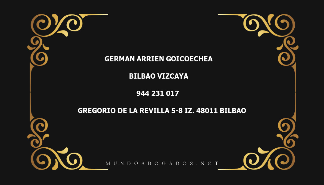 abogado German Arrien Goicoechea en la localidad de Bilbao