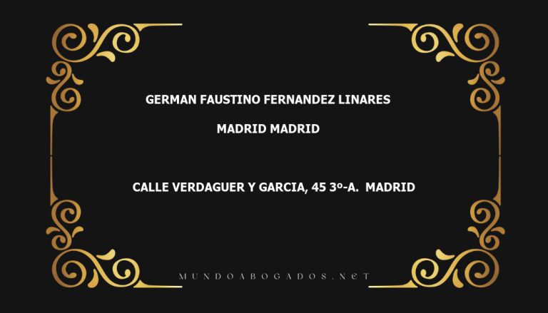 abogado German Faustino Fernandez Linares en la localidad de Madrid