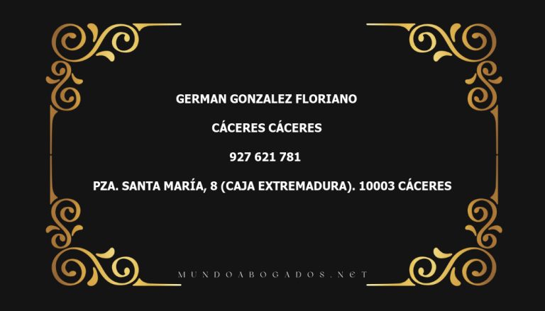 abogado German Gonzalez Floriano en la localidad de Cáceres