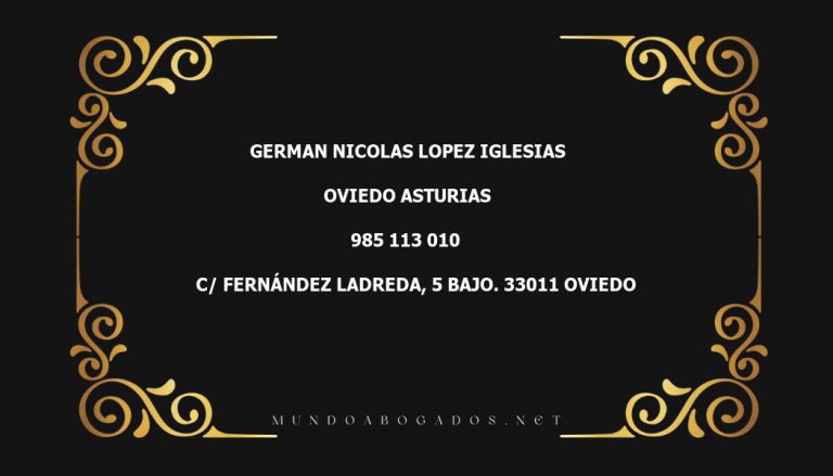 abogado German Nicolas Lopez Iglesias en la localidad de Oviedo