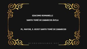 abogado Giacomo Romanelli en la localidad de Santo Tomé de Zabarcos