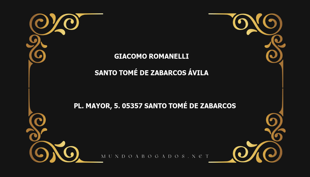 abogado Giacomo Romanelli en la localidad de Santo Tomé de Zabarcos