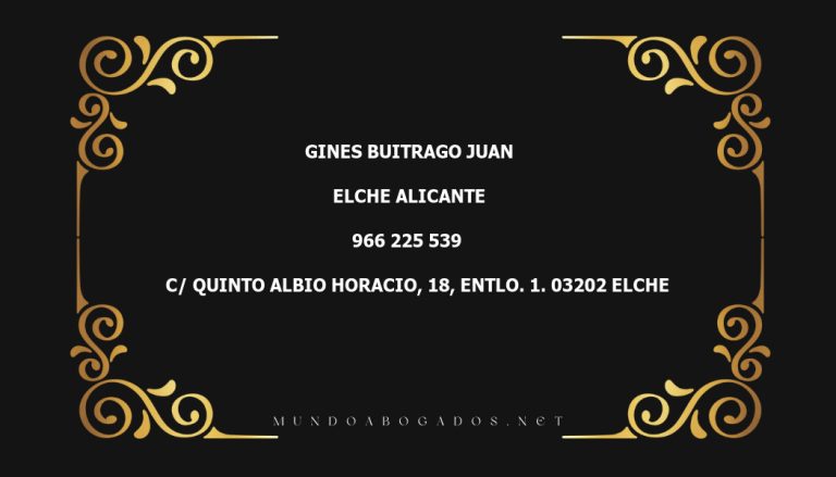 abogado Gines Buitrago Juan en la localidad de Elche