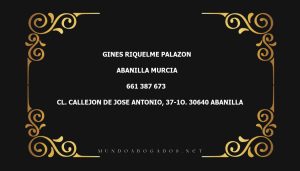 abogado Gines Riquelme Palazon en la localidad de Abanilla